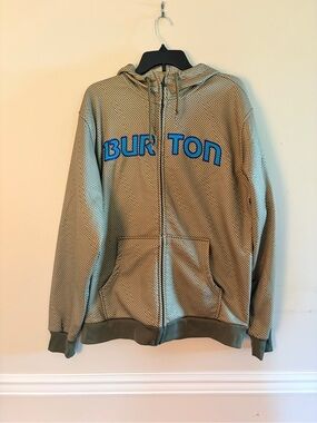 Burton Olive Geometric Zip Hoodie with Blue Logo